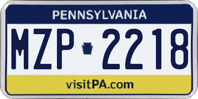 PA license plate MZP2218