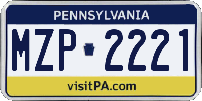 PA license plate MZP2221