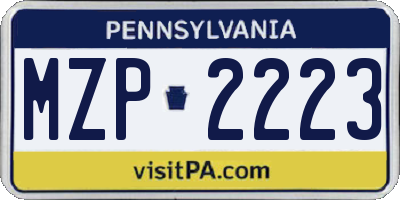 PA license plate MZP2223