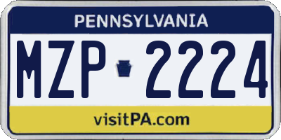 PA license plate MZP2224