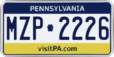 PA license plate MZP2226