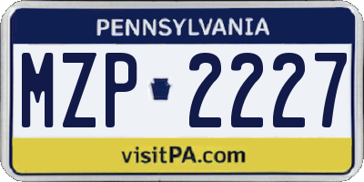 PA license plate MZP2227