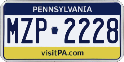 PA license plate MZP2228