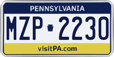 PA license plate MZP2230