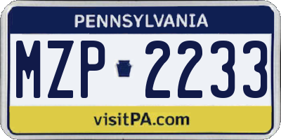 PA license plate MZP2233
