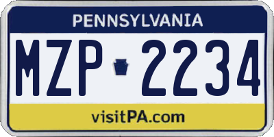 PA license plate MZP2234