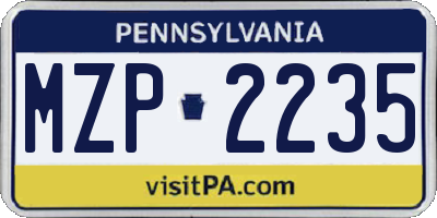PA license plate MZP2235
