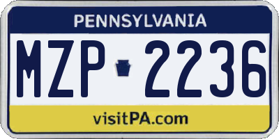 PA license plate MZP2236