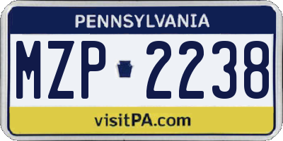PA license plate MZP2238