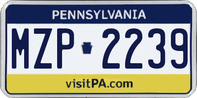 PA license plate MZP2239