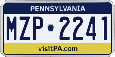 PA license plate MZP2241