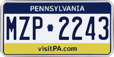 PA license plate MZP2243