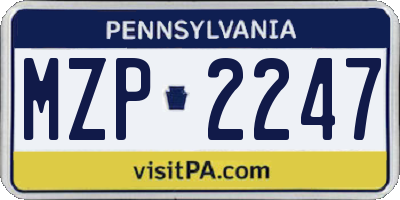 PA license plate MZP2247