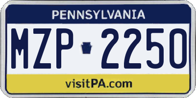 PA license plate MZP2250