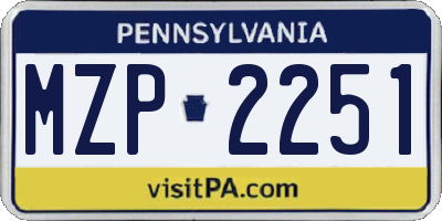PA license plate MZP2251