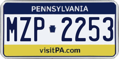 PA license plate MZP2253