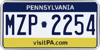 PA license plate MZP2254