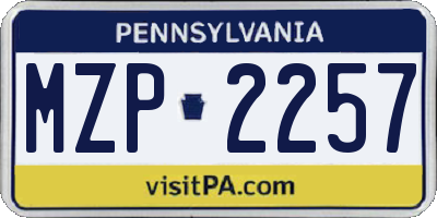 PA license plate MZP2257