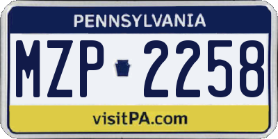 PA license plate MZP2258