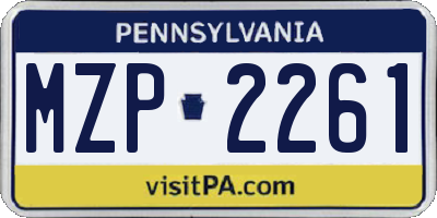 PA license plate MZP2261