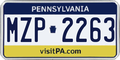 PA license plate MZP2263
