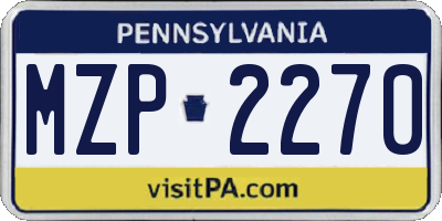 PA license plate MZP2270