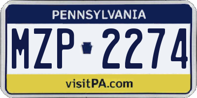 PA license plate MZP2274