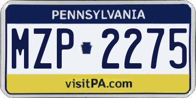 PA license plate MZP2275