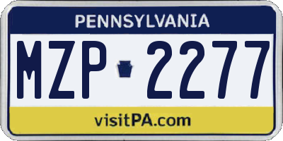 PA license plate MZP2277