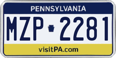 PA license plate MZP2281