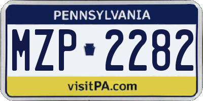 PA license plate MZP2282