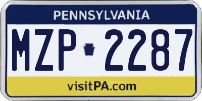 PA license plate MZP2287