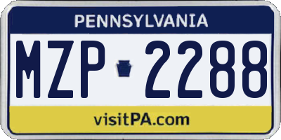 PA license plate MZP2288