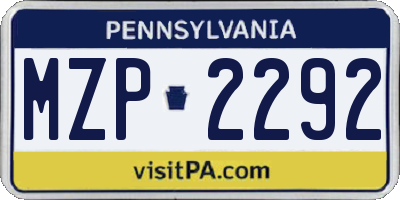 PA license plate MZP2292