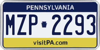 PA license plate MZP2293