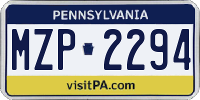 PA license plate MZP2294