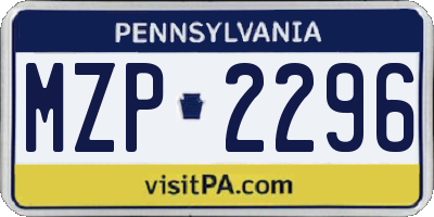 PA license plate MZP2296