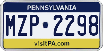 PA license plate MZP2298