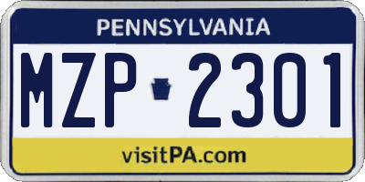 PA license plate MZP2301