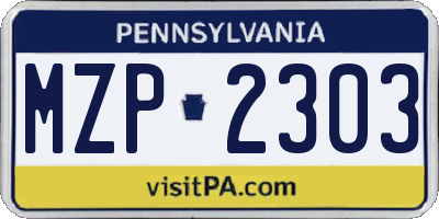 PA license plate MZP2303