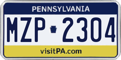 PA license plate MZP2304
