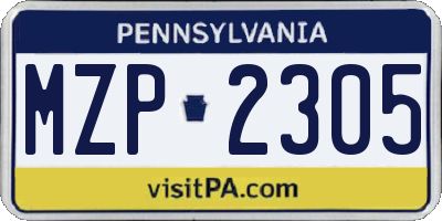 PA license plate MZP2305