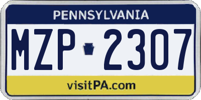 PA license plate MZP2307