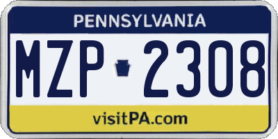 PA license plate MZP2308
