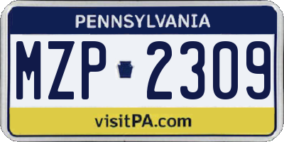 PA license plate MZP2309