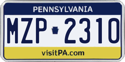 PA license plate MZP2310