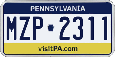 PA license plate MZP2311
