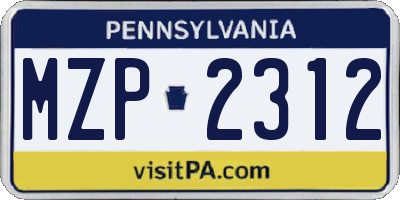 PA license plate MZP2312
