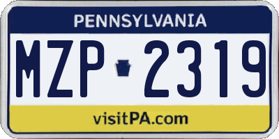 PA license plate MZP2319