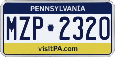 PA license plate MZP2320